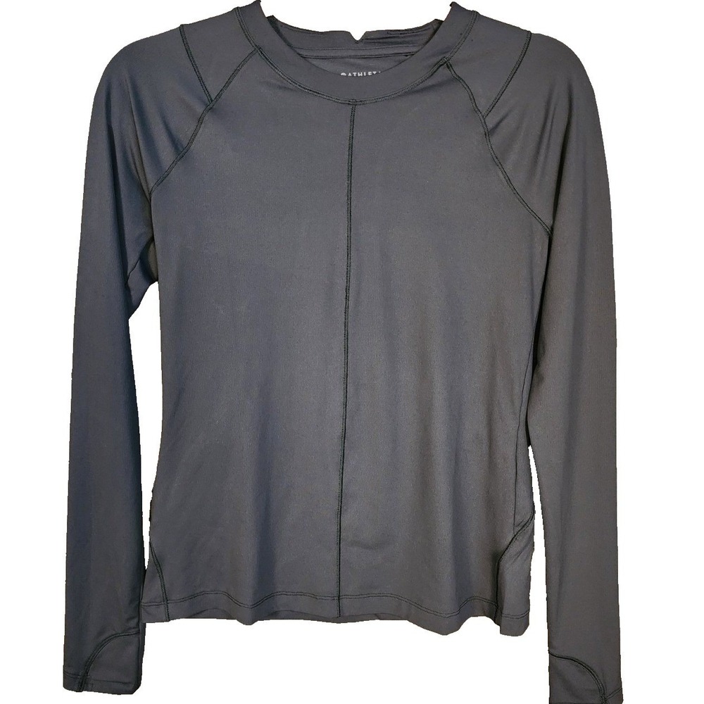 Athleta Top Women XS Gray Long Sleeve Sunchaser Running Athletic Shirt Stretch